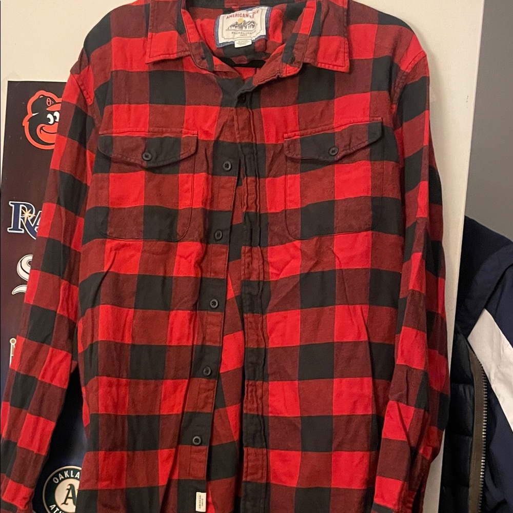 American Eagle Outfitters Red and Black Checkered Shirt